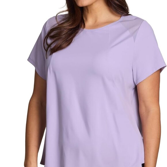 Women's Workout Top Mesh Panels Quick Dry Breathable Plus Size Active Tee - Picture 1 of 6